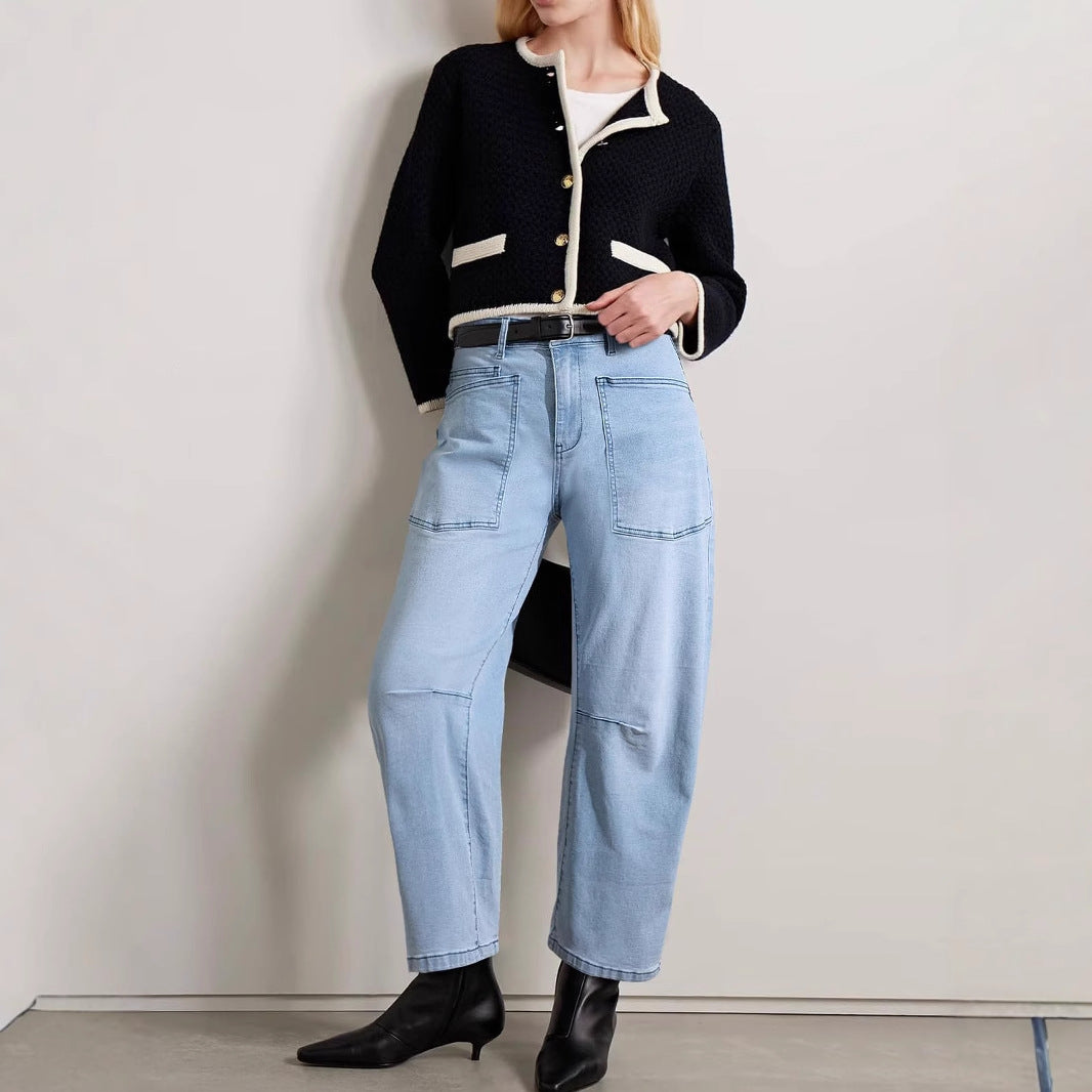 Ladies Baggy Jeans in casual workwear style Ivyshape