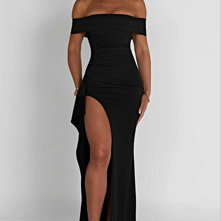 Women Off-Shoulder High-Slit Evening Dress Ivyshape