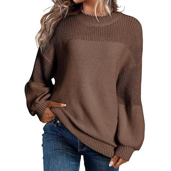 IvyShape | Comfortable Round Neck Long Sleeve Knitted Top