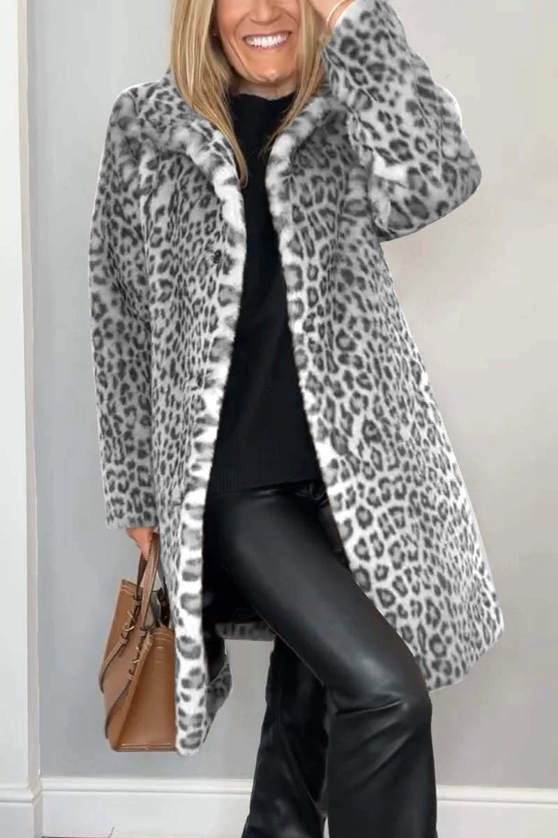 IvyShape | Leopard print plush coat