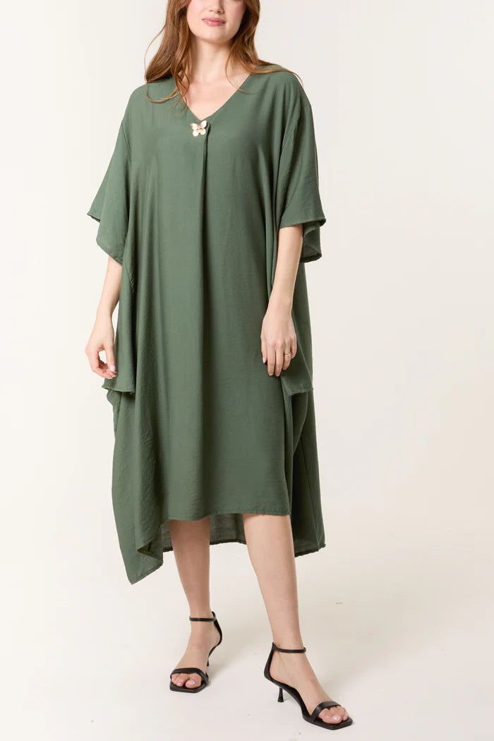 Women Casual V Neck Maxi Tunic Dress Ivyshape