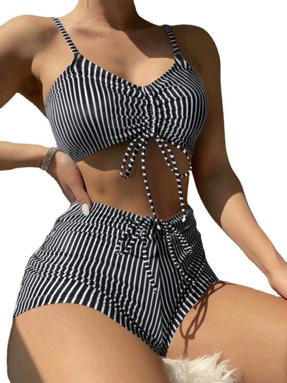 Women's bikini set with stylish tie detail and high-waisted shorts Ivyshape