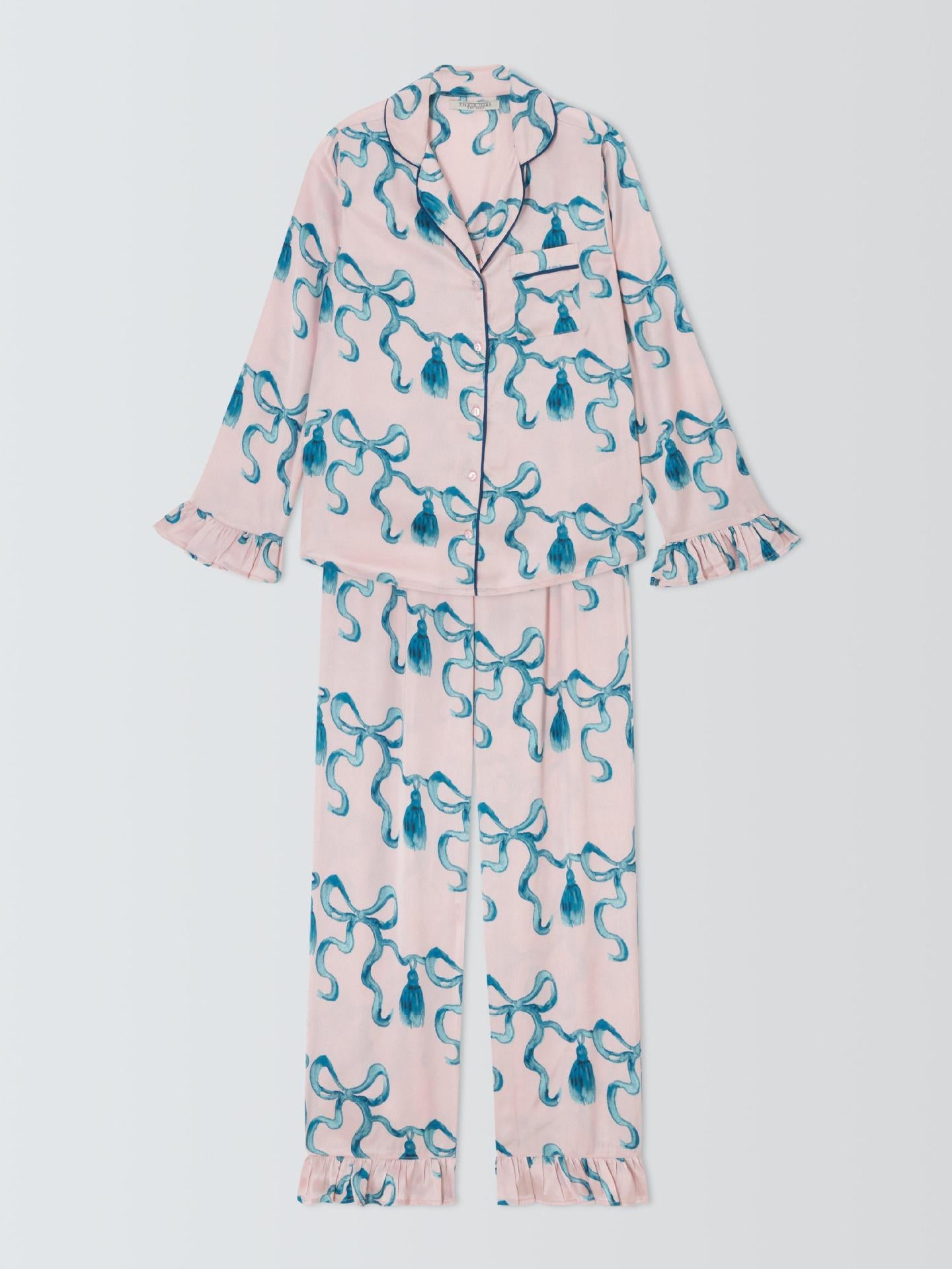 Women elegant pyjama set with ruffle details Ivyshape