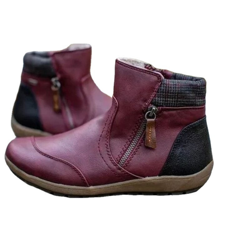 Ladies practical and cozy winter ankle boots with side zipper and elastic waistband Ivyshape