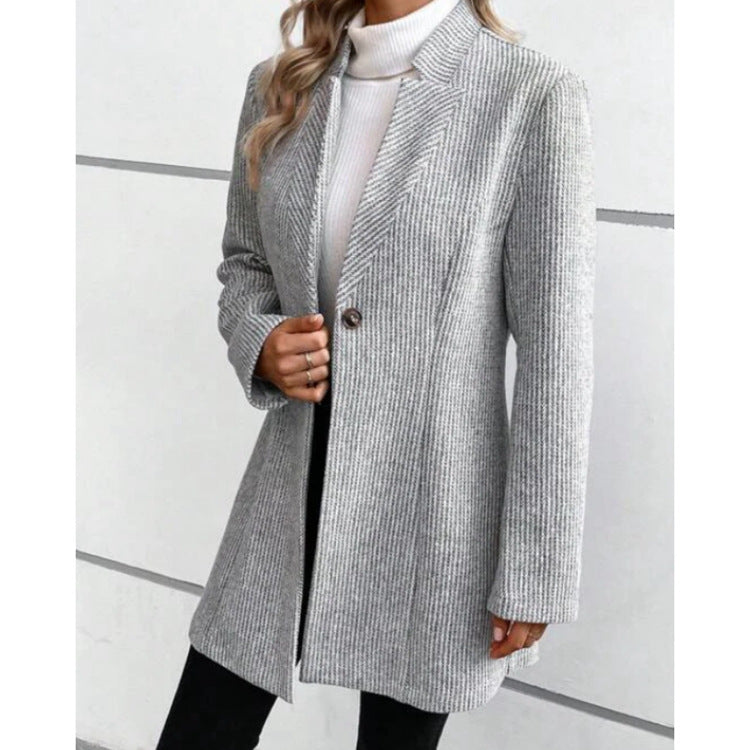Women Elegant Tailored Jacket with Ribbed Design Ivyshape