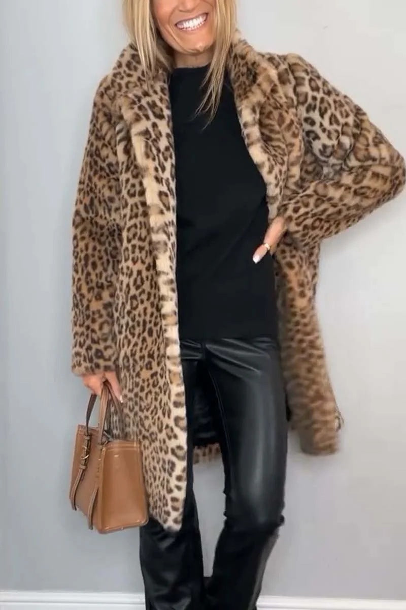 IvyShape | Leopard print plush coat