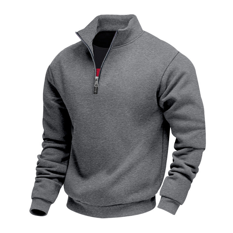 Men's casual stand-up collar sweater with functional zipper Ivyshape