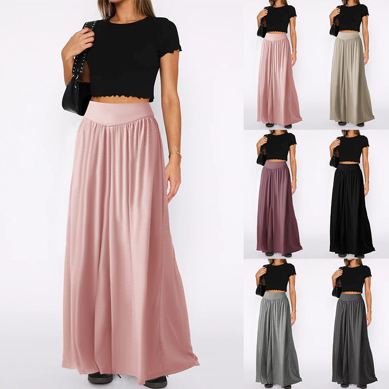 Women Loose-fitting jersey trousers with elastic waist and elegant drape Ivyshape
