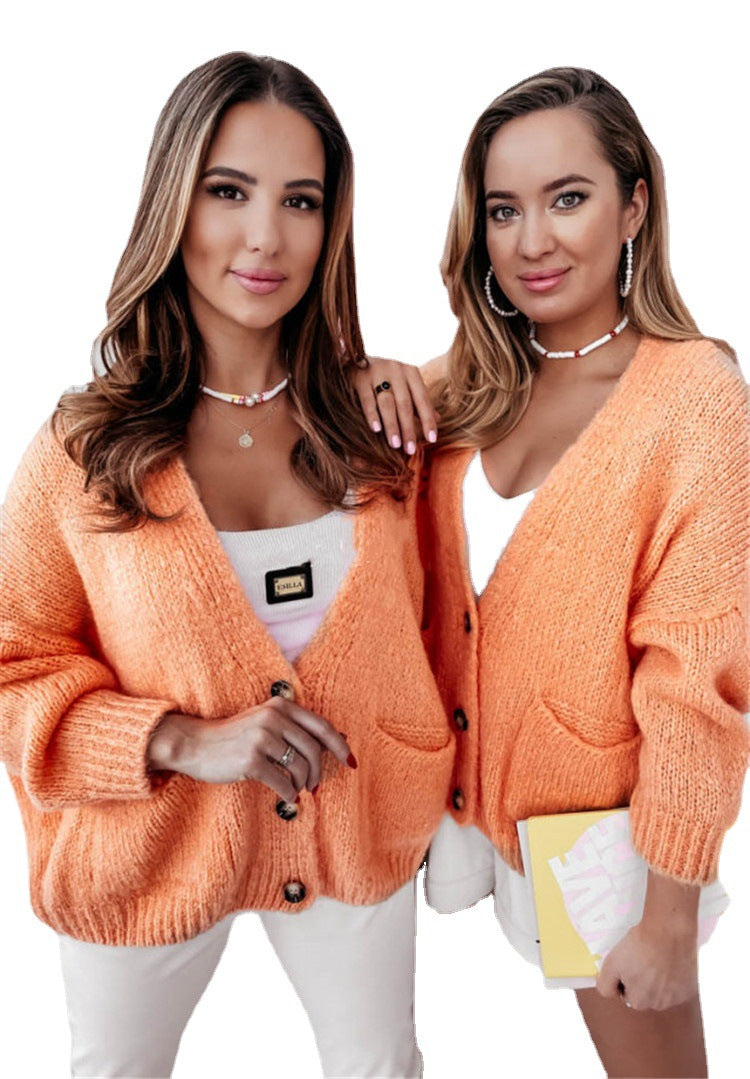 Women's Oversized Cardigan with Pockets and Button Pattern Ivyshape