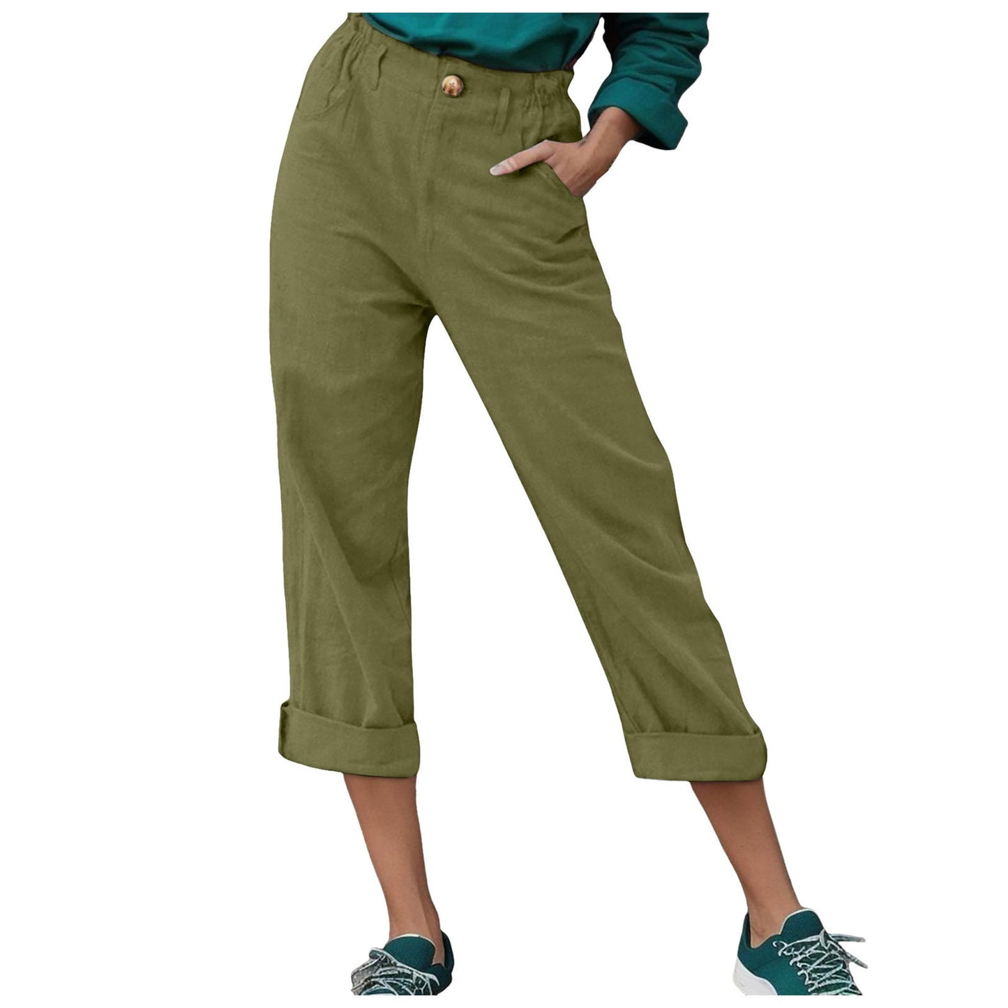 Women Relaxed Fit Cropped Pants Ivyshape