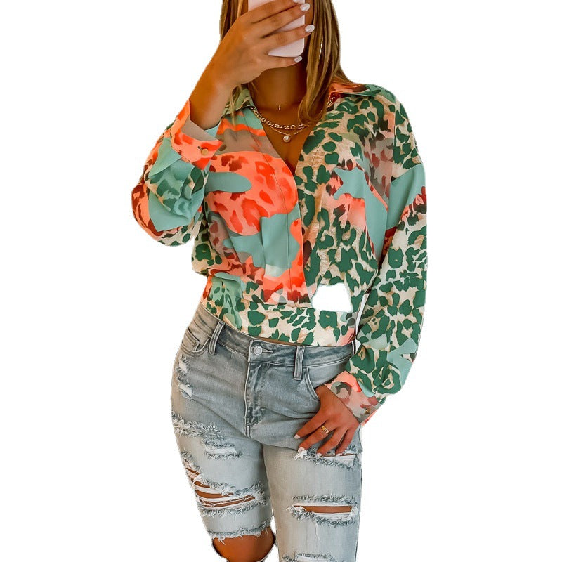 IvyShape | Long Sleeve Printed Women's Shirt