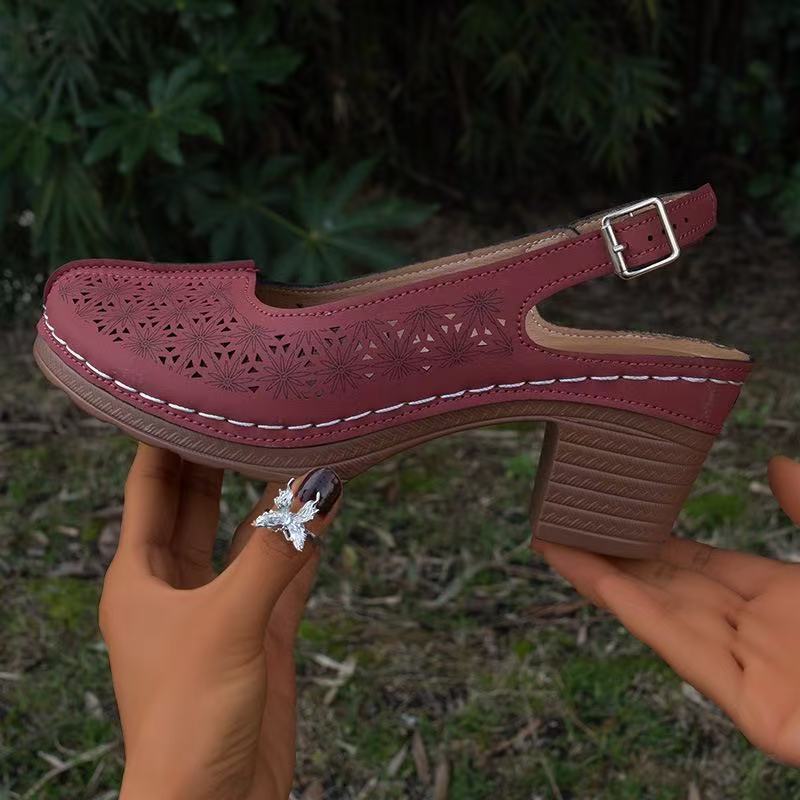 Women's Sling Pumps with sophisticated cut and practical block heel Ivyshape