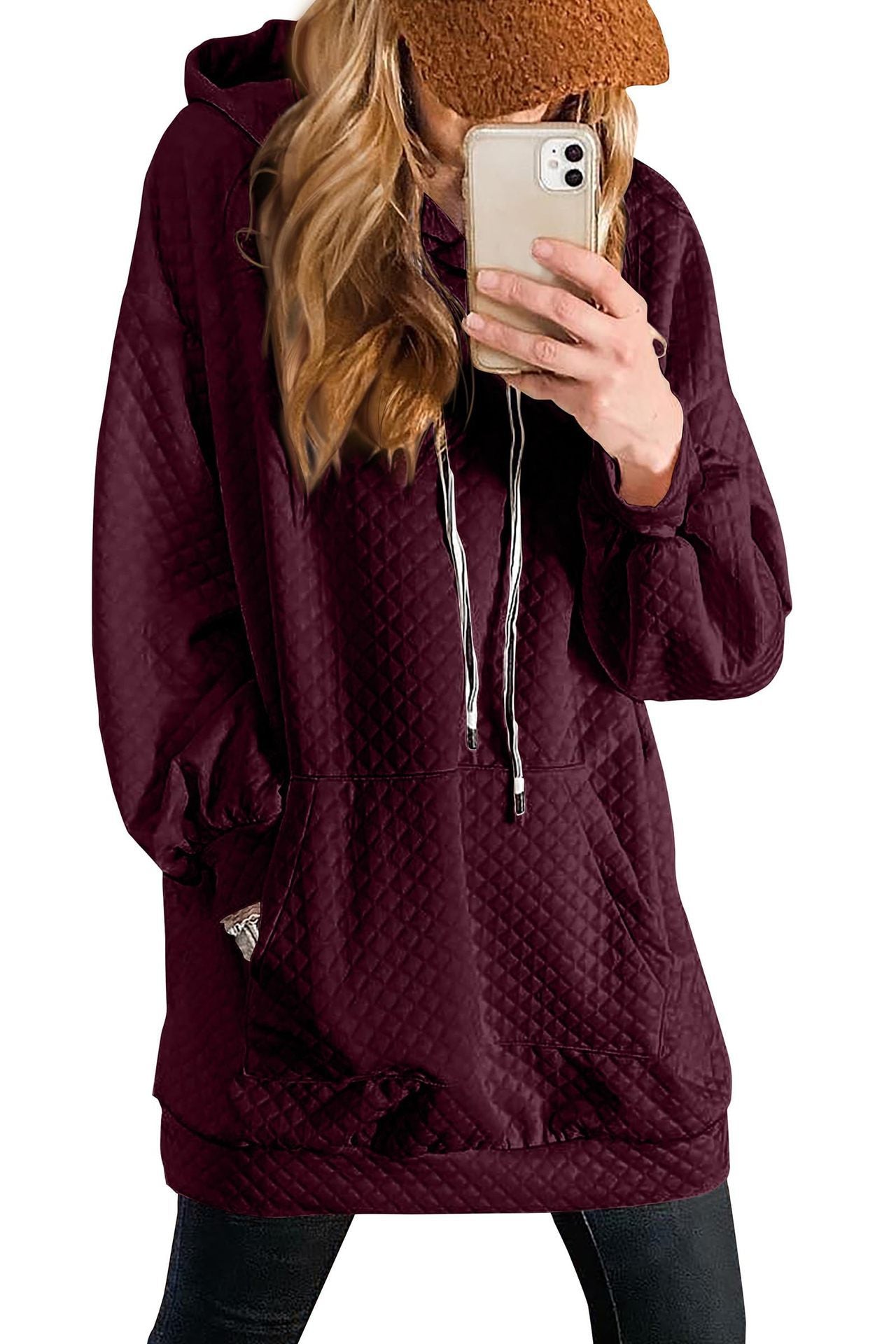Women’s Oversized Hoodie Dress made of high-quality Sweat Fabric with Texture Ivyshape