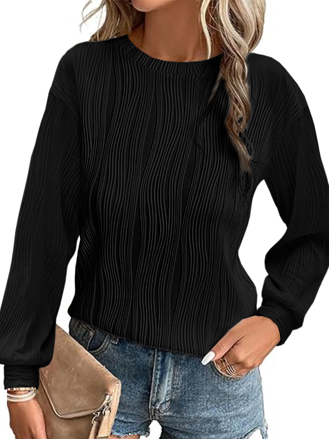 Women's pleated long-sleeve sweater Ivyshape