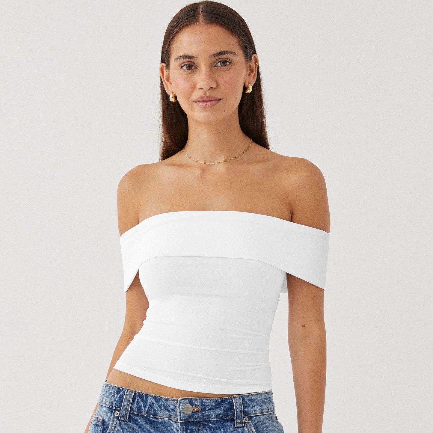 IvyShape | One-Shoulder Hot Girl Style Crop Top