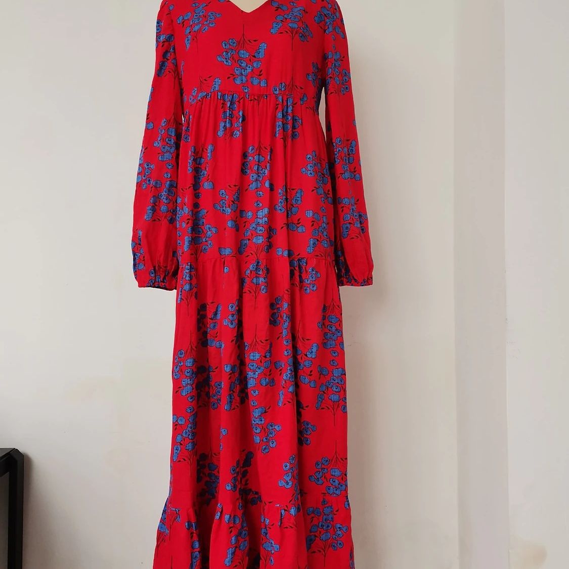 Women’s Boho Long Sleeve Dress with Floral Accents and Flared Hem Ivyshape