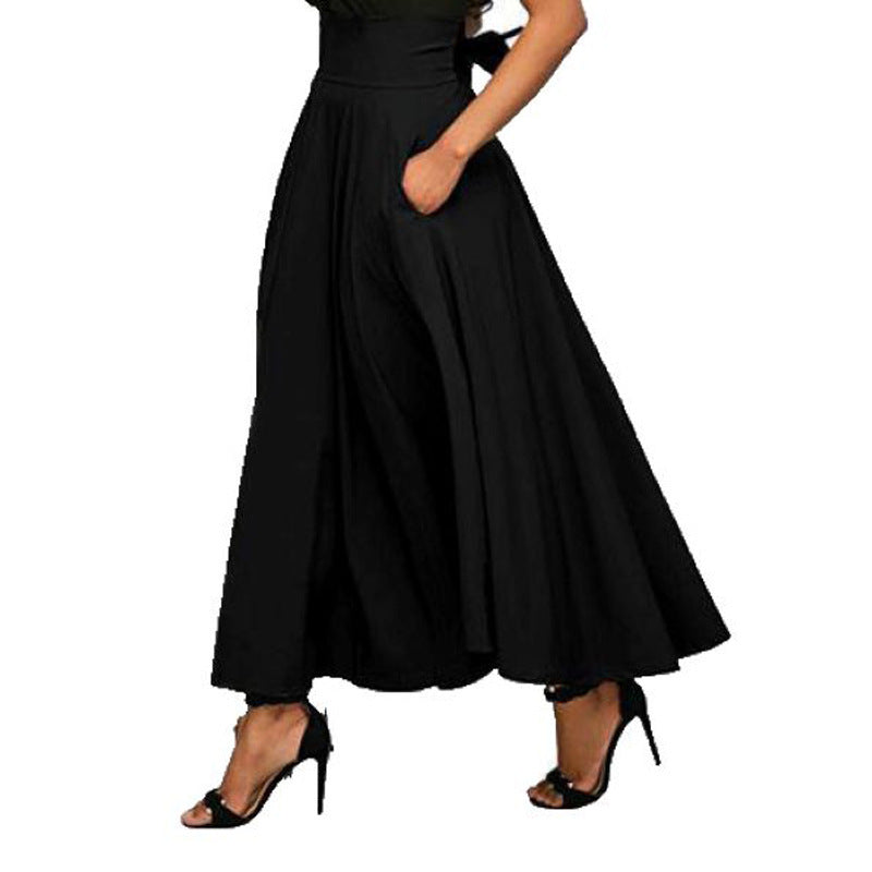 Women's wide-cut palazzo pants with elegant pockets and high waistband Ivyshape