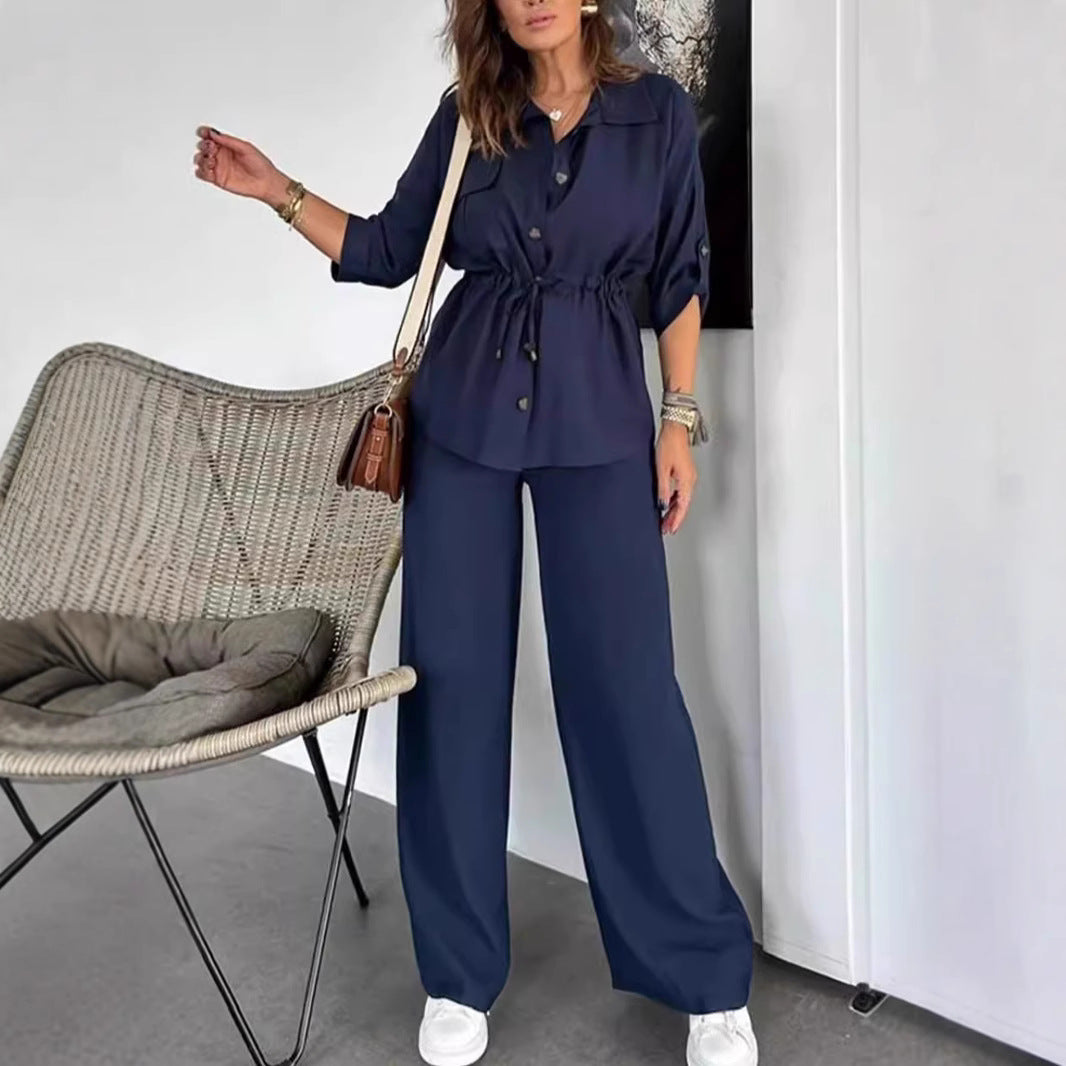 Women's casual ensemble with waist drawstring Ivyshape