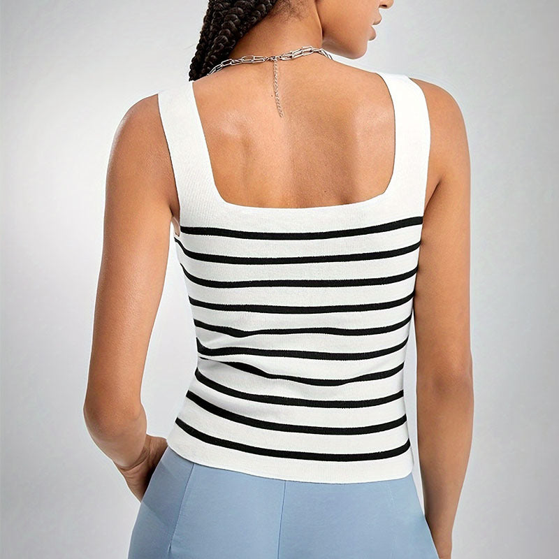 IvyShape | Striped Spaghetti Strap Knit Tank Top