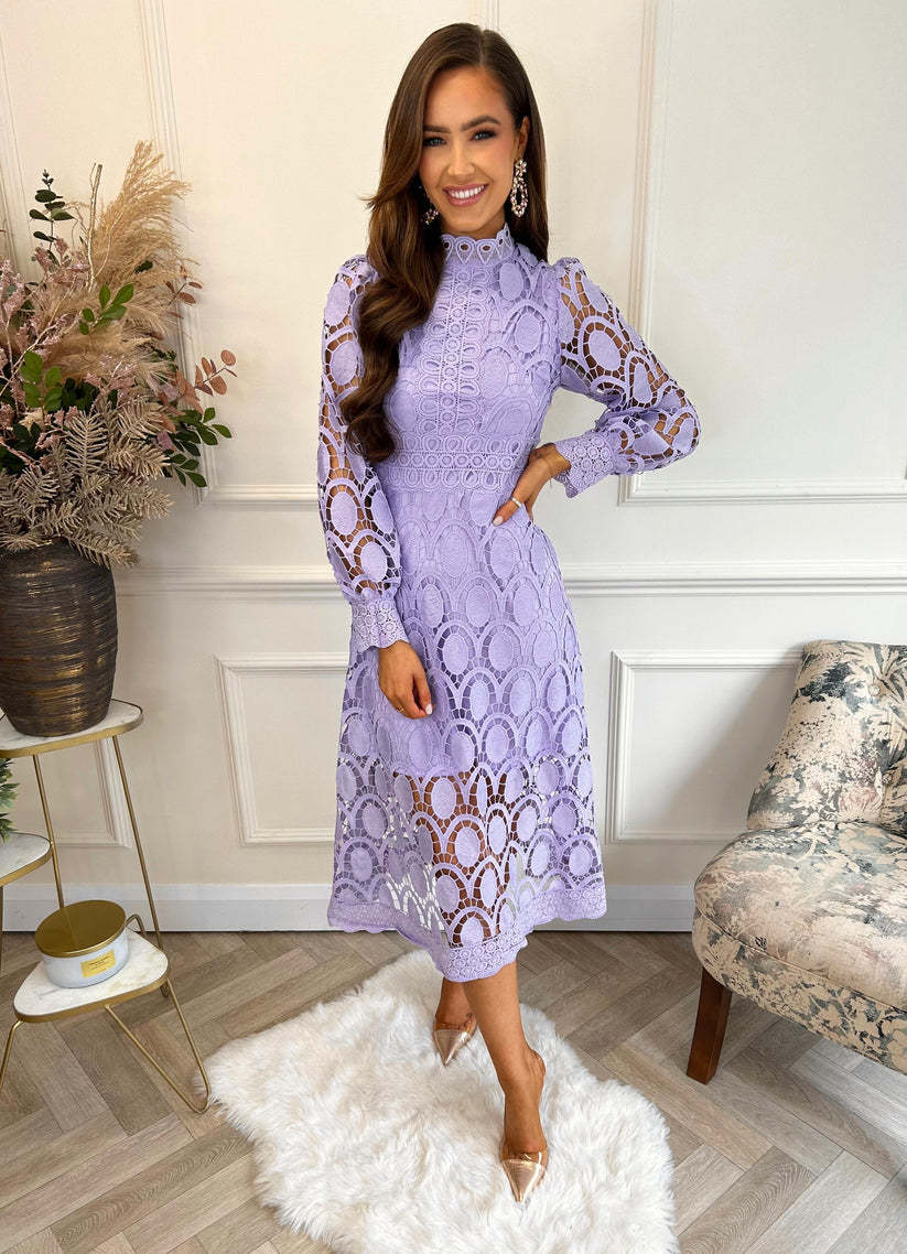 Ivyshape | Lace Puff Sleeve Fitted Dress