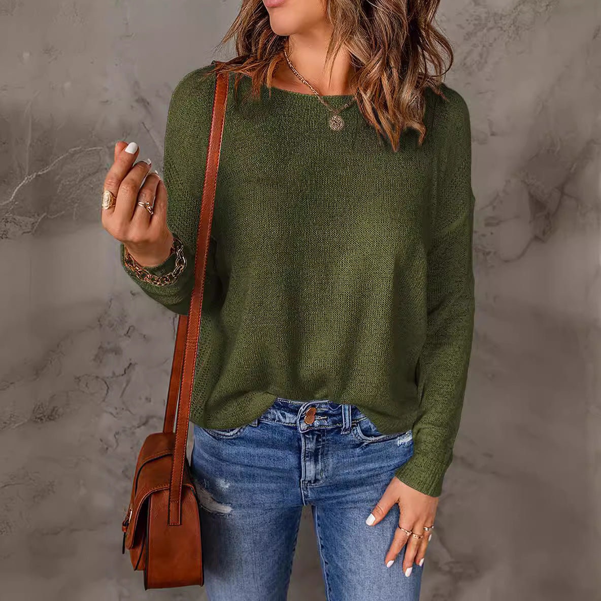 Women's softer knitted sweater with a casual cut and dropped shoulders Ivyshape