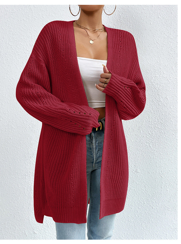 IvyShape | Casual V-Neck Solid Color Knitted Coat