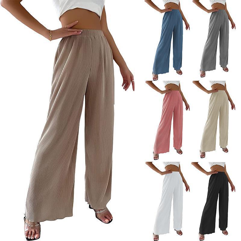 Ladies Pleated Wide Leg Pants Ivyshape