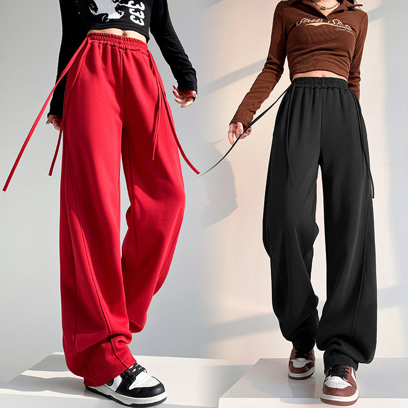 Ivyshape | Multi-Color Straight Wide Leg High-Waist Casual Banana Pants