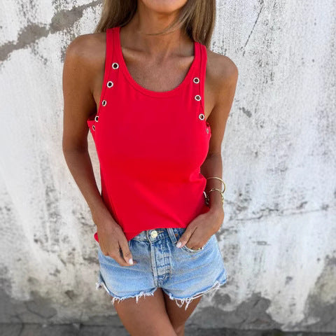 Ladies stylish tank top with eyelet detail Ivyshape