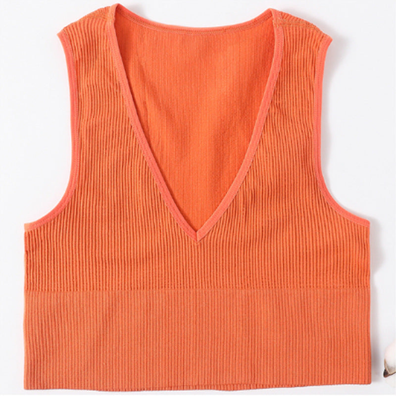Women's Ribbed V-Neck Crop Top Ivyshape