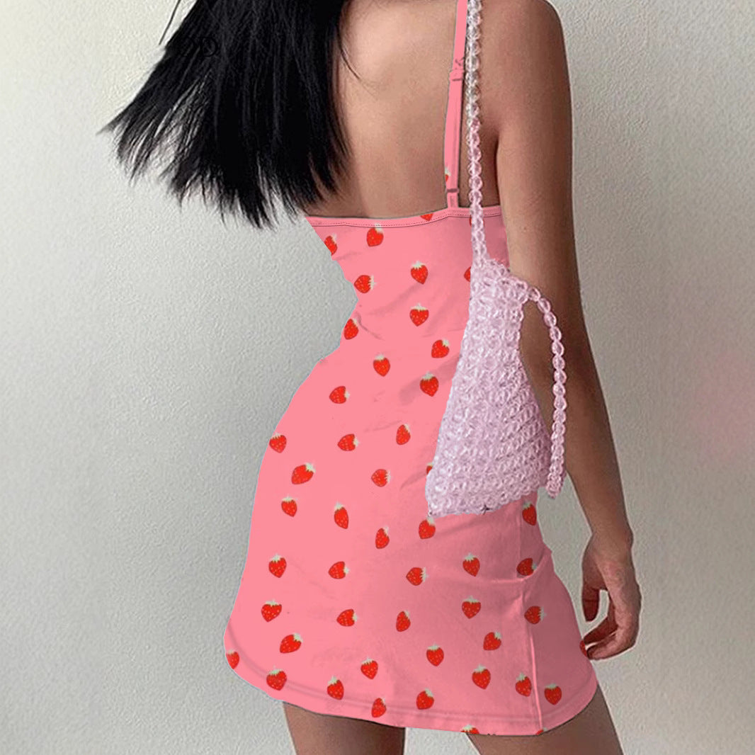 Women's mini dress with refreshing strawberry design Ivyshape