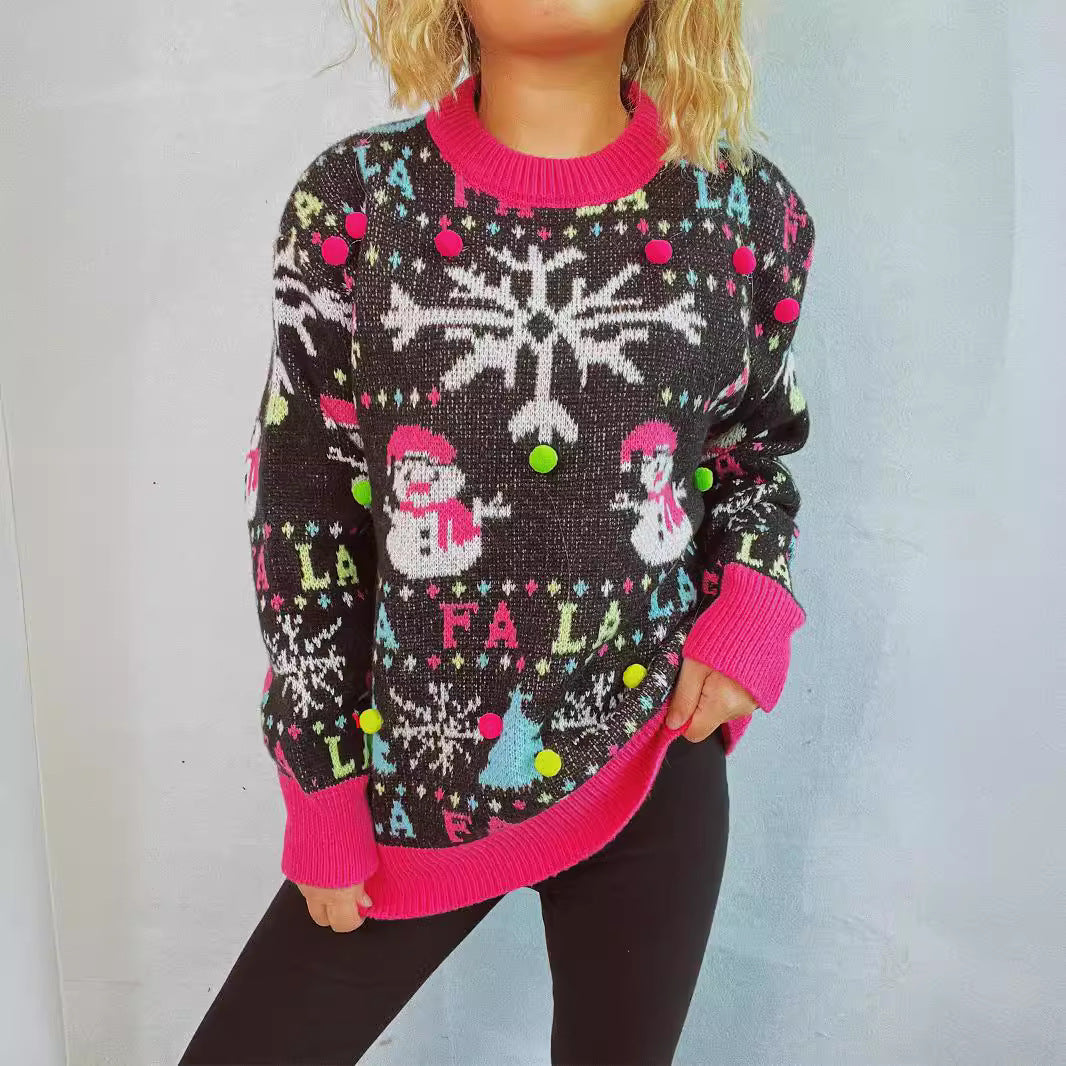 Women festive sweater with colorful 3D appliqués and thematic design Ivyshape
