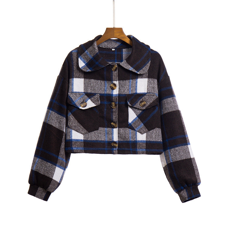 Women's Checked Shirt Jacket with Loose Fit and Casual Details Ivyshape