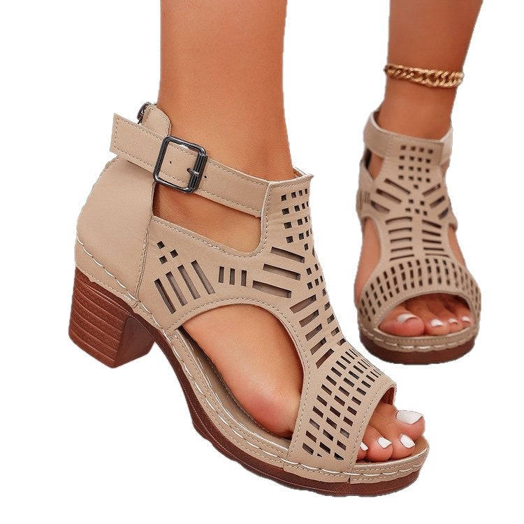 Ladies Comfortable Platform Pumps with Breathable Cutouts Ivyshape