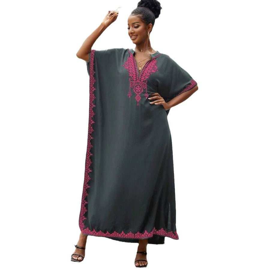 Women's elegant kaftan dress with intricate embellishments and side slit Ivyshape