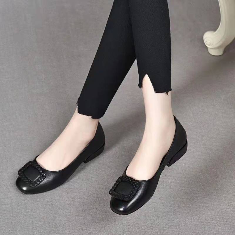 Ivyshape | Women's Stylish Doll Shoes Leather