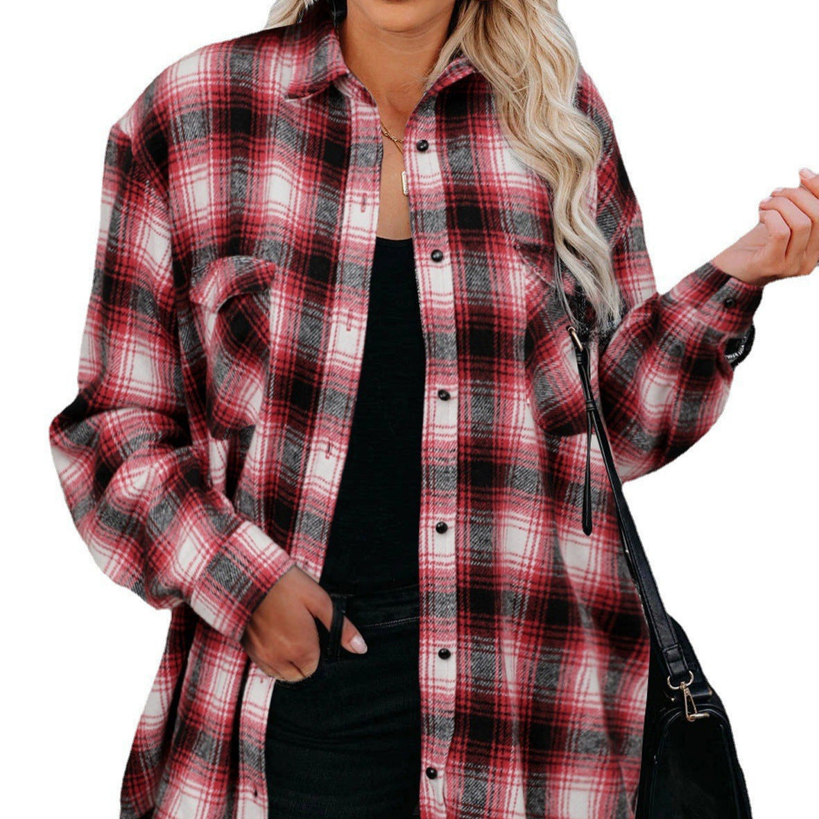 IvyShape | Plaid Lapel Cardigan Shirt