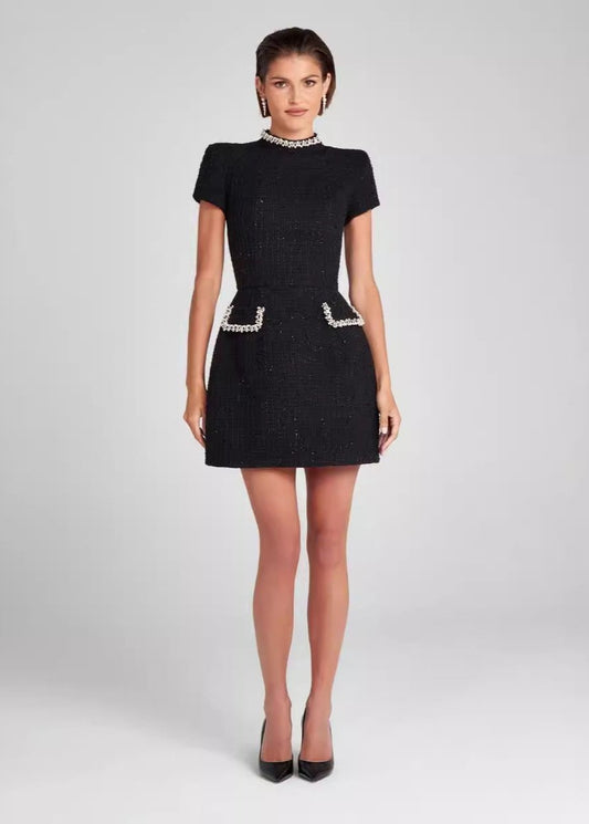 Ivyshape | Trim Tweed Mini Dress