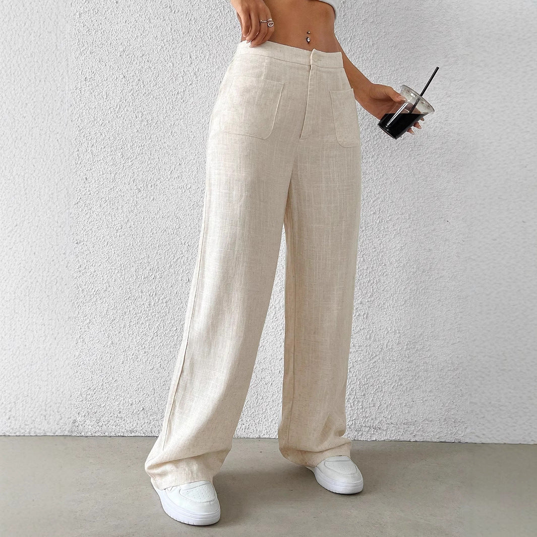 IvyShape | Tie Strap Elastic Waist Casual Women's Long Pants