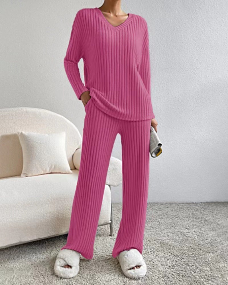 Women Comfortable and Stylish Lounge Set with Ribbed Texture Ivyshape