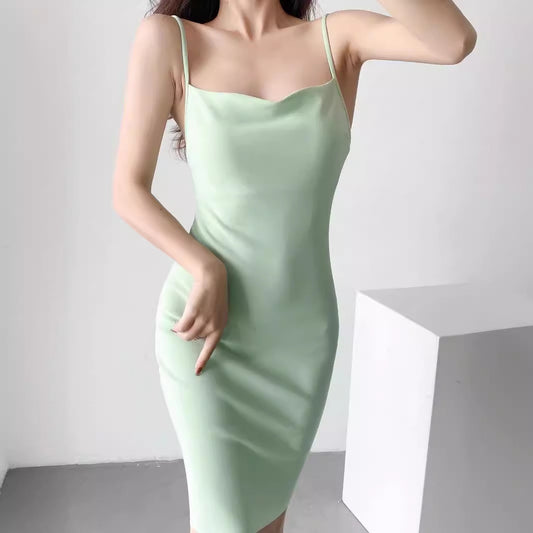 Women elegant spaghetti strap dress Ivyshape
