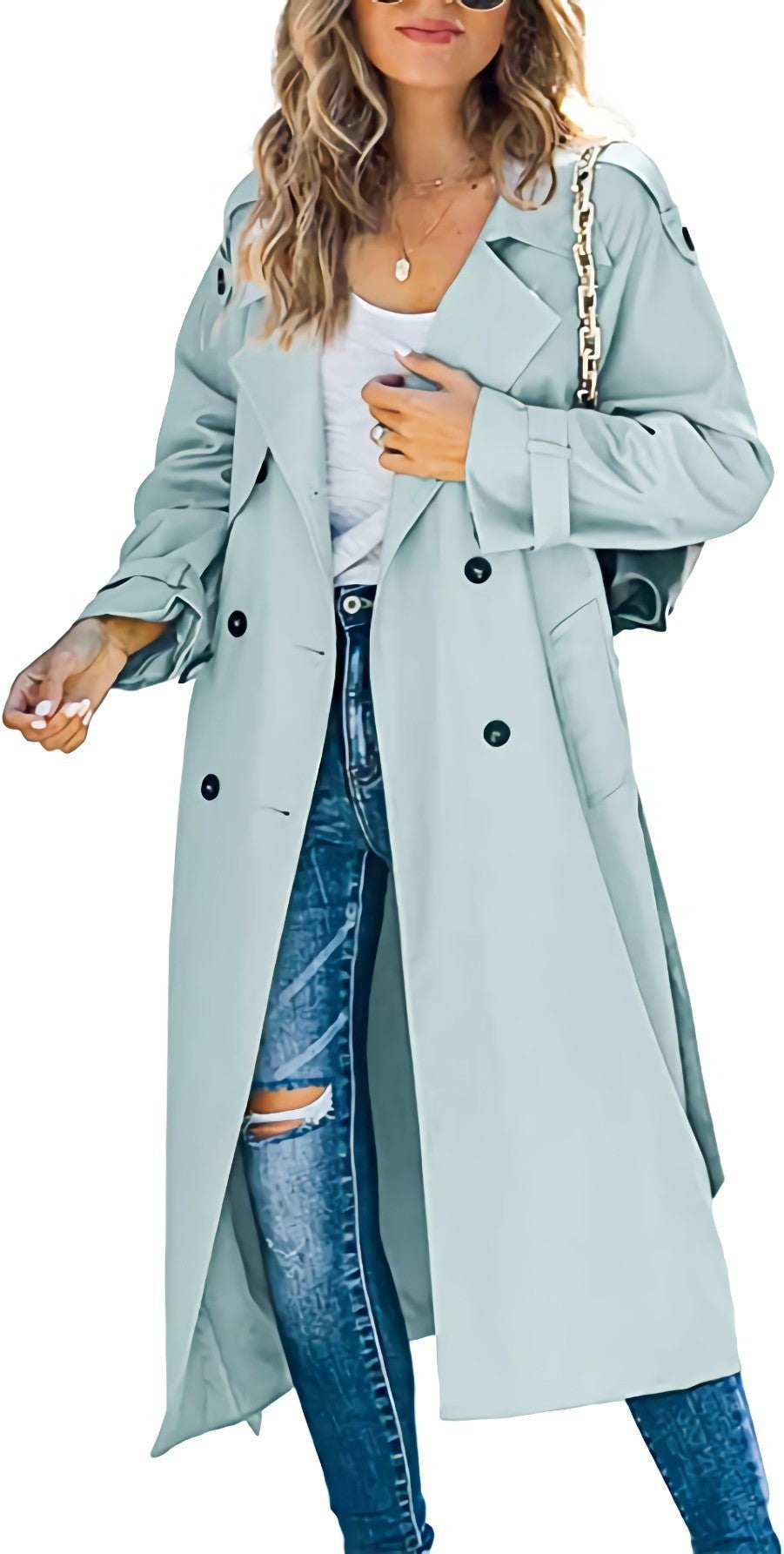 Women Elegant Oversized Style Trench Coat with Waist Belt Ivyshape