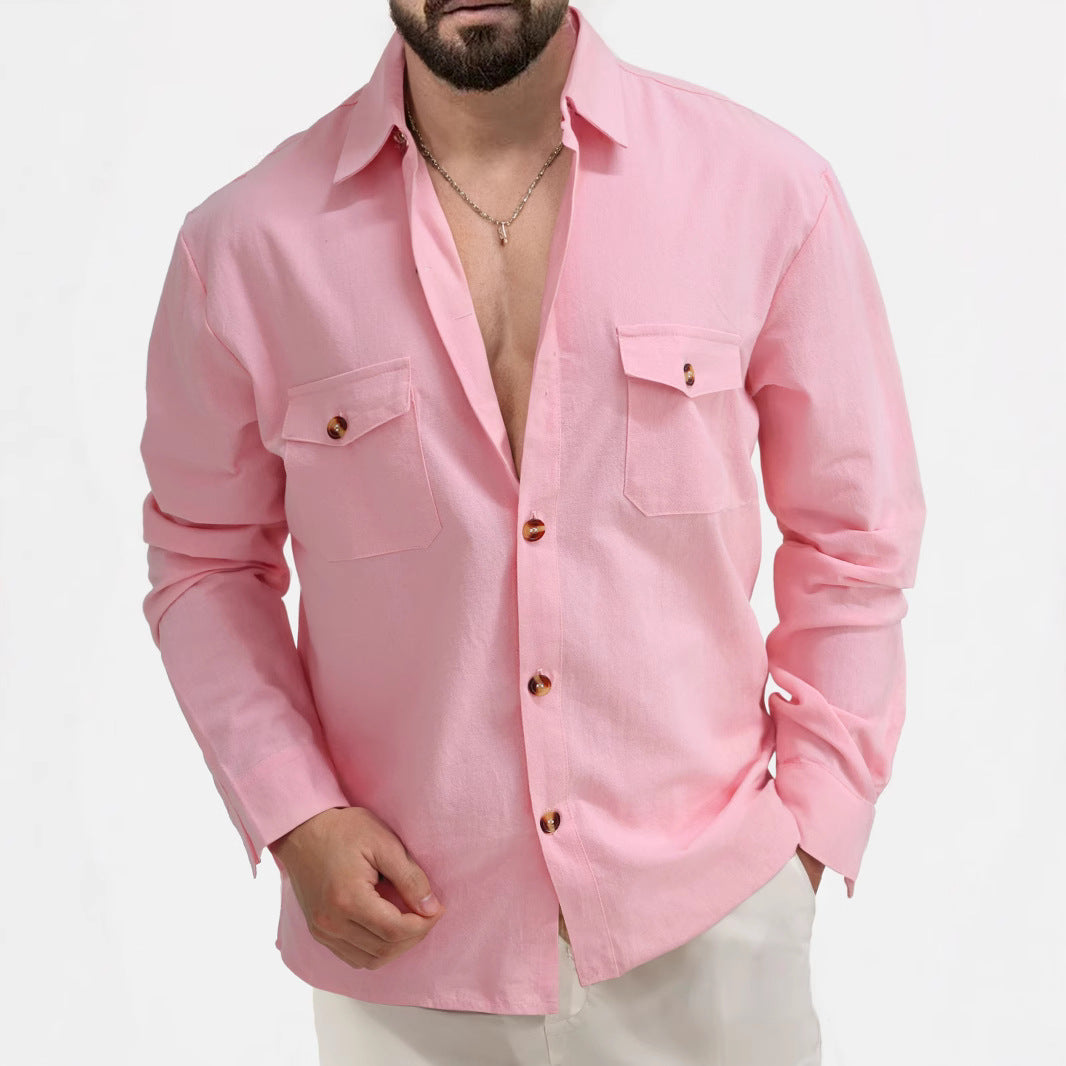 Men's casual shirt with modern buttons and practical chest pockets Ivyshape