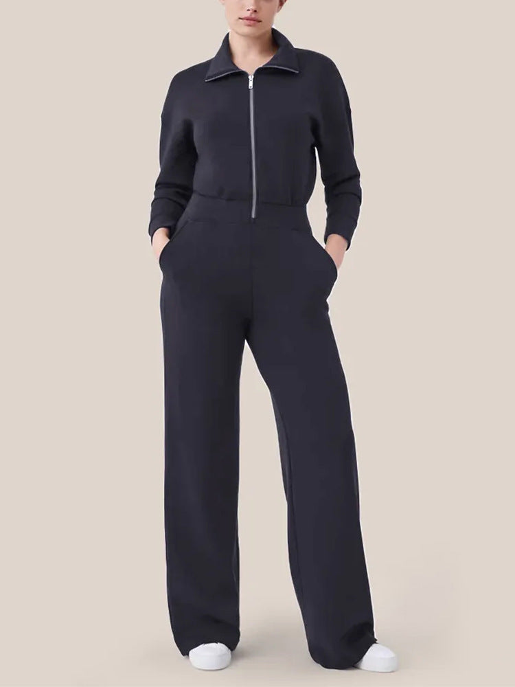 Ivyshape | Long Sleeve Wide Pants Jumpsuit