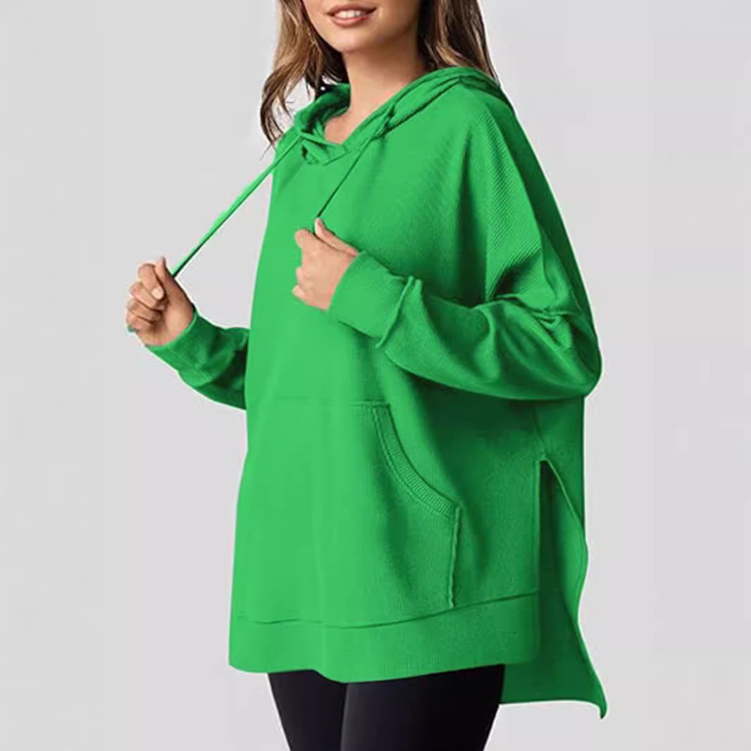 Women's Oversized Hoodie with Practical Pockets and Side Slits Ivyshape