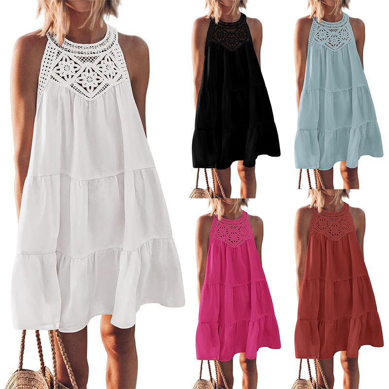 Women's airy and playful summer dress with crochet top Ivyshape