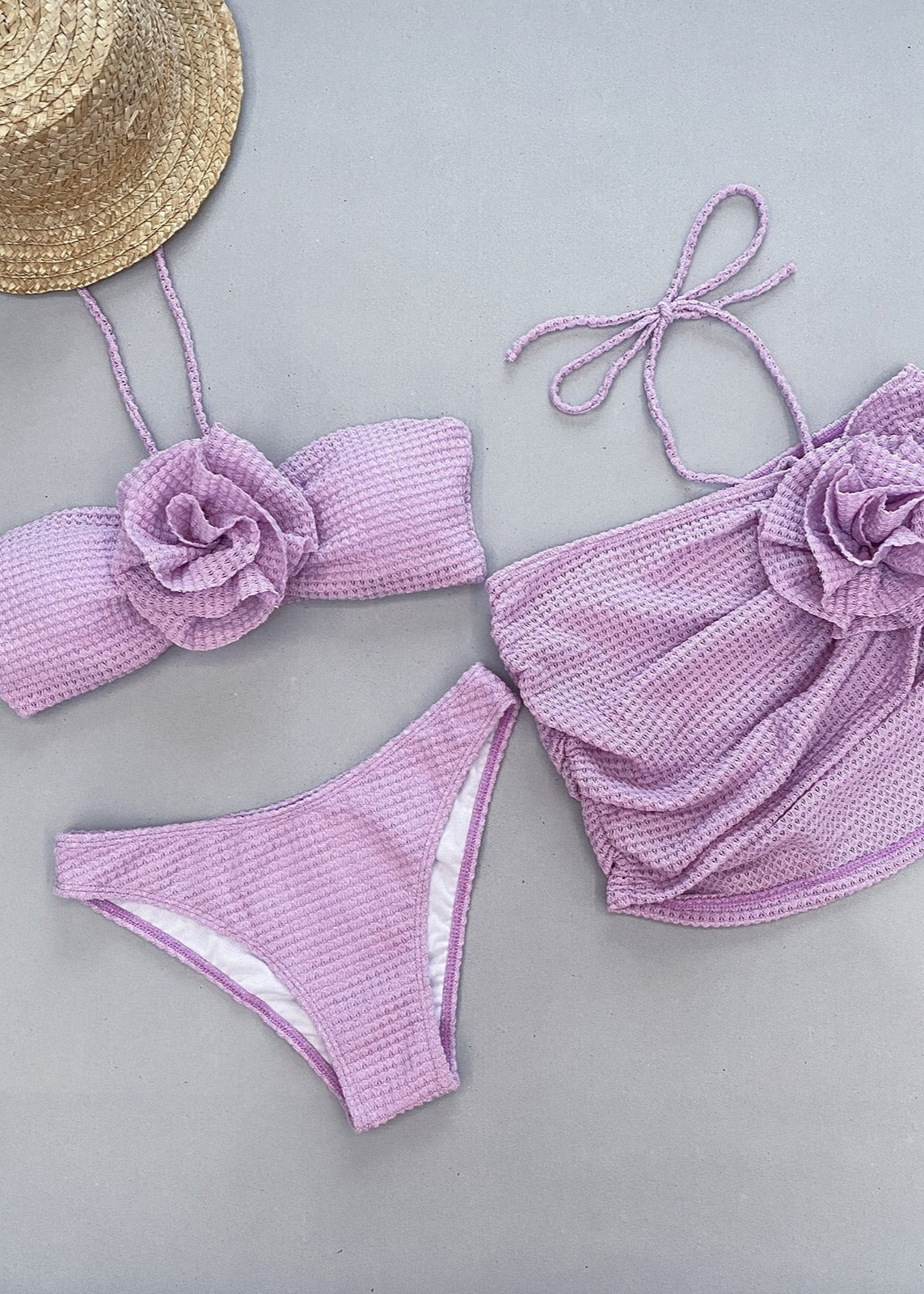 Ivyshape | Textured Bikini & Skirt Set