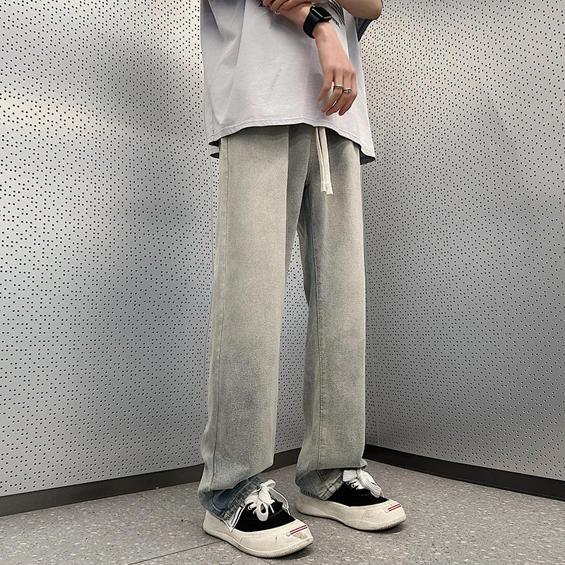 Men's loose cargo jeans with elastic waistband and practical pockets Ivyshape