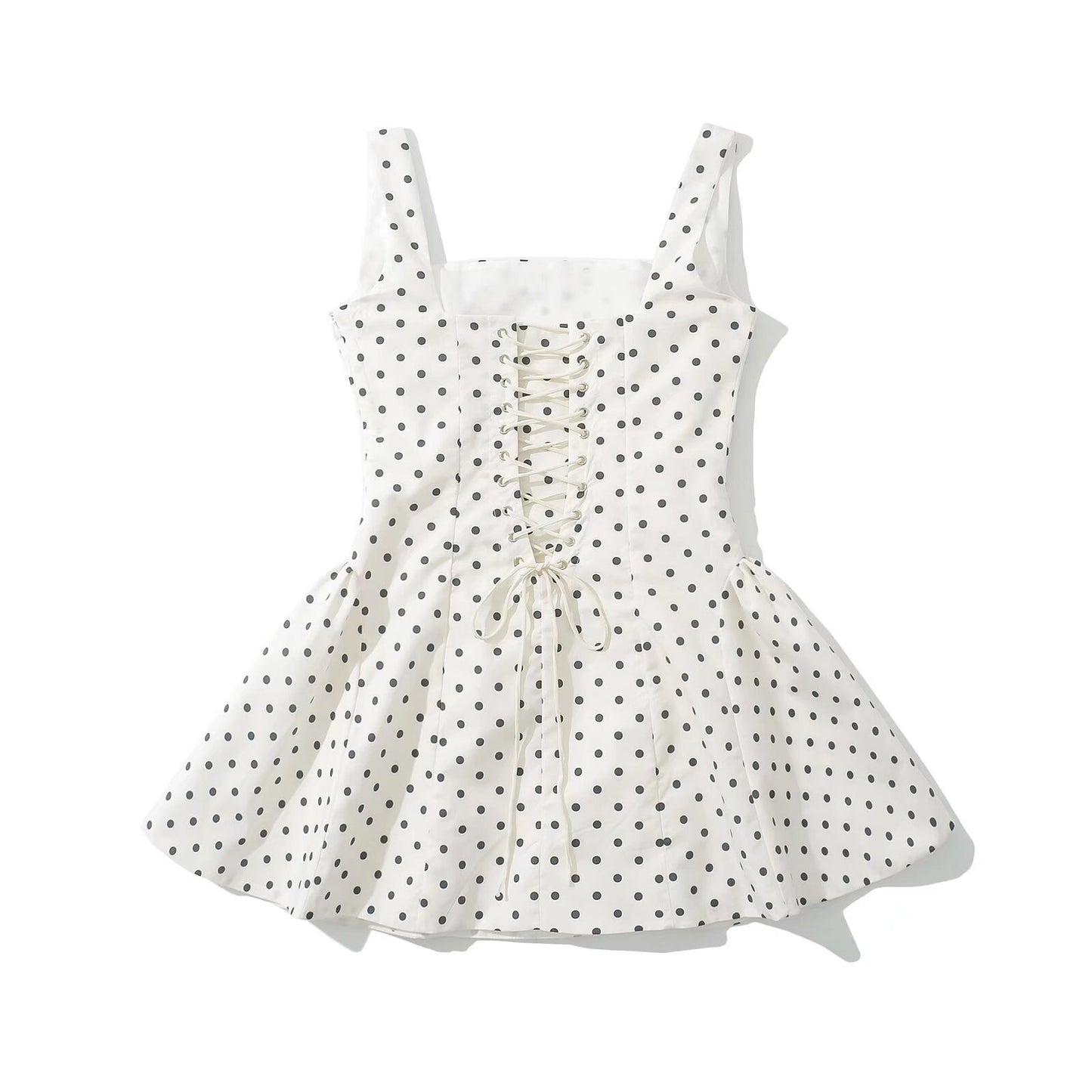 Women’s short dress with playful polka dot pattern and elegant cut Ivyshape