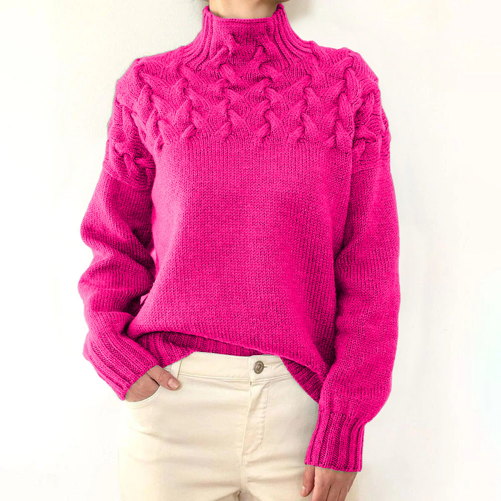 Ivyshape | V-Neck Cable Knitting Pullover Sweater